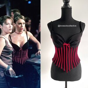 EXTREMELY RARE ASO Phoebe Halliwell Charmed Vintage Red and Black Corset Top